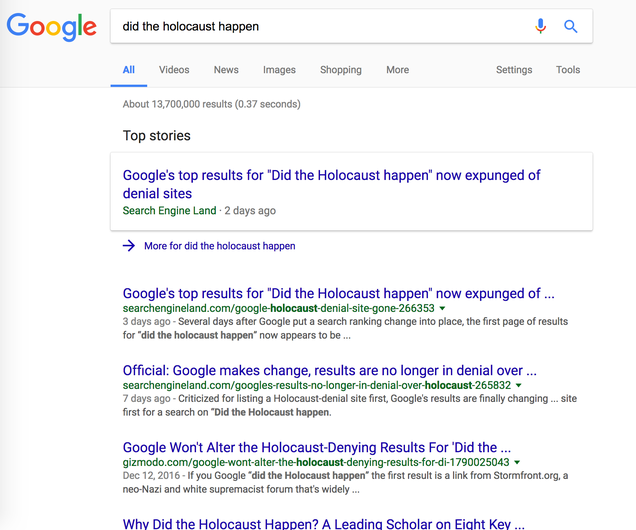 Results for “Did the Holocaust happen?” on 12/26/2016